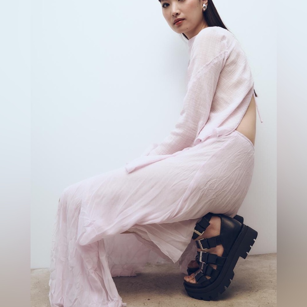 Zara Platform Cage Sandal With Buckles